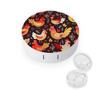 BVKWNTSA La custodia per lenti a contatto con stampa di galline rotonde portatili è elegante e compatta, facile da trasportare e protegge le lenti.