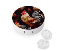 BVKWNTSA La custodia per lenti a contatto con stampa di gallo rotondo portatile è elegante e compatta, facile da trasportare e protegge le lenti.