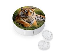 BVKWNTSA La custodia per lenti a contatto con tigre rotonda portatile è elegante e compatta, facile da trasportare e protegge le lenti.