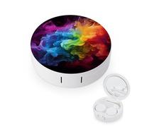 BVKWNTSA La custodia per lenti a contatto rotonda con stampa arcobaleno fumé è elegante e compatta, facile da trasportare e protegge le lenti.
