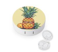 BVKWNTSA La custodia per lenti a contatto rotonda con stampa di ananas è elegante e compatta, facile da trasportare e protegge le lenti.