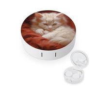 BVKWNTSA La custodia per lenti a contatto rotonda con stampa di gatto Hazy Cat è elegante e compatta, facile da trasportare e protegge le lenti.