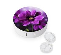 BVKWNTSA La custodia per lenti a contatto rotonda con stampa floreale viola è elegante e compatta, facile da trasportare e protegge le lenti.
