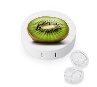 BVKWNTSA La custodia per lenti a contatto rotonda con stampa kiwi verde portatile è elegante e compatta, facile da trasportare e protegge le lenti.