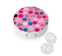 BVKWNTSA La custodia per lenti a contatto rotonda e portatile a pois rosa è elegante e compatta, facile da trasportare e protegge le lenti.