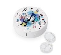 BVKWNTSA La custodia per lenti a contatto rotonda portatile a pois con note musicali stampata è elegante e compatta, facile da trasportare e protegge le lenti.