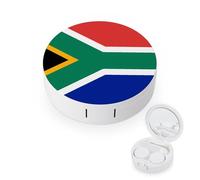 BVKWNTSA La custodia per lenti a contatto rotonda portatile con bandiera del Sud Africa è elegante e compatta, facile da trasportare e protegge le lenti.