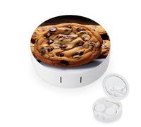 BVKWNTSA La custodia per lenti a contatto rotonda portatile con biscotti al cioccolato è elegante e compatta, facile da trasportare e protegge le lenti.