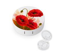 BVKWNTSA La custodia per lenti a contatto rotonda portatile con fiori di papavero stampati con petali vivaci è elegante e compatta, facile da trasportare e protegge le lenti.