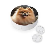 BVKWNTSA La custodia per lenti a contatto rotonda portatile con stampa di cane Pomerania è elegante e compatta, facile da trasportare e protegge le lenti.