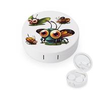 BVKWNTSA La custodia per lenti a contatto rotonda portatile con stampa di insetti è elegante e compatta, facile da trasportare e protegge le lenti.