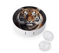 BVKWNTSA La custodia per lenti a contatto rotonda portatile con stampa tigre è elegante e compatta, facile da trasportare e protegge le lenti.