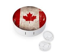 BVKWNTSA La custodia per lenti a contatto rotonda portatile retrò con bandiera del Canada stampata è elegante e compatta, facile da trasportare e protegge le lenti.