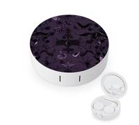 BVKWNTSA La custodia per lenti a contatto rotonda portatile viola nera gotica stampata è elegante e compatta, facile da trasportare e protegge le lenti.