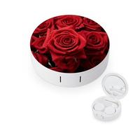 BVKWNTSA La custodia per lenti a contatto rotonda rossa Rose4 portatile è elegante e compatta, facile da trasportare e protegge le lenti.