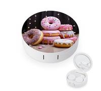 BVKWNTSA La custodia per lenti a contatto stampata a ciambella rotonda portatile è elegante e compatta, facile da trasportare e protegge le lenti.