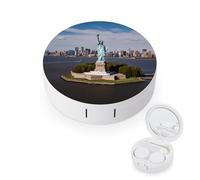BVKWNTSA La custodia per lenti a contatto stampata Statua della Libertà a New York è elegante e compatta, facile da trasportare e protegge le lenti.