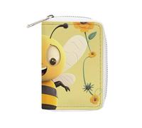 BVKWNTSA Porta carte stampato Happy Bee in pelle alla moda, porta carte di grande capacità, piccolo e comodo da mettere facilmente in tasche, borse a mano, zaini, ecc. Soddisfa le tue esigenze di