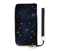 BVKWNTSA Portafoglio alla moda in pelle con stampa di stelle nel cielo notturno di grande capacità, verticale, design multi-scomparto interno, per soddisfare le tue diverse esigenze di viaggio