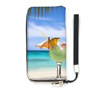 BVKWNTSA Portafoglio alla moda in pelle con stampa tropicale per bevande da spiaggia di grande capacità, verticale, design interno multi-scomparto - soddisfa le tue diverse esigenze di viaggio