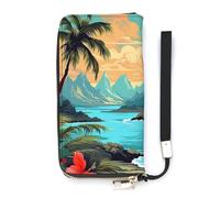 BVKWNTSA Portafoglio alla moda in pelle stampata Hello Hawaii di grande capacità, verticale, design interno multi-scomparto - soddisfa le tue diverse esigenze di viaggio