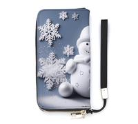 BVKWNTSA Portafoglio alla moda in pelle stampata verticale con pupazzo di neve, stelle e fiocchi di neve di grande capacità, design interno multicomparto, soddisfa le tue diverse esigenze di viaggio