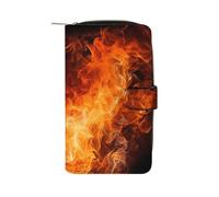 BVKWNTSA Portafoglio multifunzionale alla moda in pelle stampata con fiamma ruggente di grande capacità per uomini e donne, portafoglio casual per affari con slot per schede multiple, Fiamma ruggente