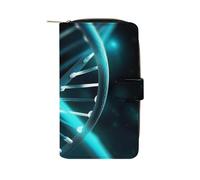 BVKWNTSA Portafoglio multifunzionale alla moda in pelle stampata con filo di gene di grande capacità per uomini e donne, portafoglio casual per affari e multi-card slot, Scienza Gene Strand