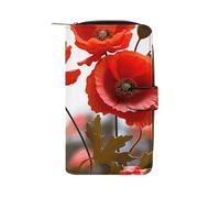 BVKWNTSA Portafoglio multifunzione alla moda con fiori di papavero e petali vividi 1, in pelle stampata, per uomini e donne, portafoglio casual per affari con slot per schede multiple, Fiori di
