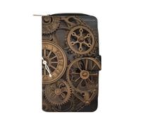 BVKWNTSA Portafoglio multifunzione alla moda con ingranaggi Steampunk Gears Clock in pelle stampata per uomini e donne, portafoglio casual con slot per schede multiple, Orologio Steampunk Gears