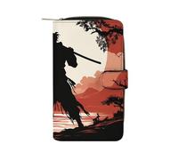 BVKWNTSA Portafoglio multifunzione alla moda in pelle stampata samurai di grande capacità per uomini e donne, portafoglio casual con slot per schede multiple, Samurai, 19.7x11x3.5cm