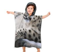 BVKWNTSA Telo mare per bambini con cappuccio, stampa leopardo delle nevi morbido, con cappuccio, idea regalo per bambini