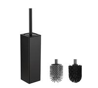 BVL Nero Scopino per WC, Scovolino WC in Silicone Morbido che Include 2 Teste di Spazzola per il Bagno, Scopino in Metallo