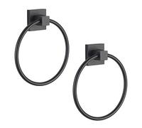 BVL Towel Ring Black, Hand Towel Holder Ring Hanger for Bathroom Kitchen,Metal Round Towel Holder Wall Mounted Towel Rack,2 Pack 206322