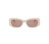 Bvlgari Bv40037i Occhiali Da Sole Donna Bianco Geometrico Marrone 54mm