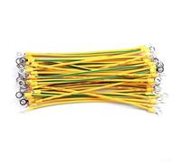 BVR Solar PV Ground Wire, cavo di terra in rame giallo-verde flessibile con terminali per 10/12/14 AWG, 20 pezzi di legame fotovoltaico per ponticello (6 mm2-30 cm)