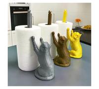 bvwkkynle Portarotolo di Carta igienica da Tavolo Fatto a Mano a Forma di Gatto in Resina, portarotolo di Carta igienica da Cucina, portaoggetti for fazzoletti da Cucina (Grigio Argento)(Black)