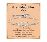 Bvxchg Braccialetti con simbolo dell'infinito per donne e ragazze, regalo per figlia, nipote, nonna, braccialetto regolabile con biglietti, gioielli di compleanno e Natale, regali per lei, Misura