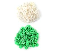 Bvznmilhd 100 Etichette Auricolari in plastica per Animali, Etichette per Animali per Conigli, Volpi, Design Rotondo antigoccia con Stampa numerica, identificazione Colore Brillante per Un (Green)