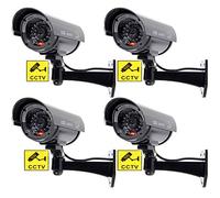 BW 4pcs Outdoor Indoor Fake Dummy Imitazione CCTV Telecamera di Sicurezza W/Lampeggiante Lampeggiante Forma Pallottola Nero