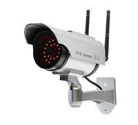 BW Finta telecamera fittizia a energia solare simulazione esterna proiettile LED monitor di sicurezza impermeabile falso CCTV sorveglianza - argento