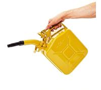 BW® Tanica per benzina in metallo, 5 litri, con beccuccio, colore giallo, RAL 1018, testata TÜV e approvazione ONU, acciaio da 0,8 mm secondo DIN 7274, prodotta in Europa