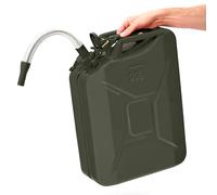 BW® Tanica per carburante in metallo, 20 litri, con beccuccio, verde bronzo, RAL 6031-F9, certificata TÜV e approvazione ONU, Made in Europe