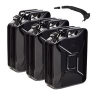 BW® Tanica per carburante in metallo, 3 x 20 litri, con beccuccio, colore nero, RAL 9005, certificato TÜV e approvazione ONU, Made in Europe