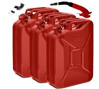 BW® Tanica per carburante in metallo, 3 x 20 litri, con beccuccio, colore rosso, RAL 3000, certificato TÜV e approvazione ONU, Made in Europe