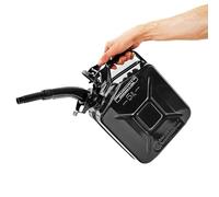 BW© Tanica per carburante in metallo, 5 litri, con beccuccio, colore nero, RAL 9005, certificato TÜV e approvazione ONU, Made in Europe