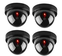 BW Telecamere CCTV di sicurezza a cupola finte, 4 pezzi, con luce LED lampeggiante rossa