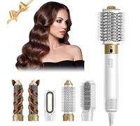 Bwaliffury Spazzola Ad Aria Calda 6 in 1, 1-Step Styler, Asciugacapelli rotante con tecnologia ceramica, Tecnologia a Ioni, 1000 W, multiuso per asciugare, arricciare e lisciare (Bianco)