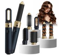 Bwaliffury Spazzola Ad Aria Calda 6 in 1, 1-Step Styler, Asciugacapelli rotante con tecnologia ceramica, Tecnologia a Ioni, 1000 W, multiuso per asciugare, arricciare e lisciare (Blu)