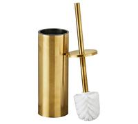 BWANGIAO Scopa per WC in Acciaio Spazzolato Color Oro con Supporto e Base Robusta, Adatta per un'installazione Facile ed efficiente.